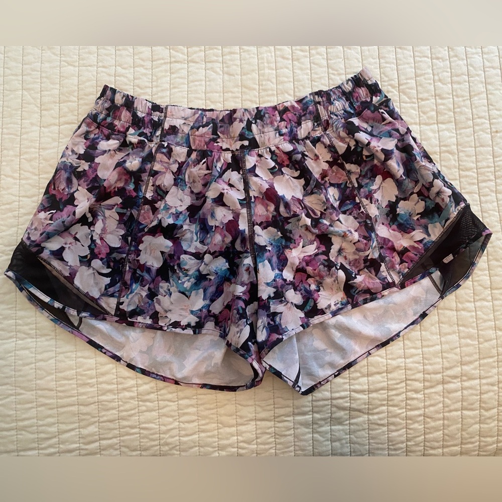 Lululemon Athletica Floral Athletic Shorts - Black and Purple